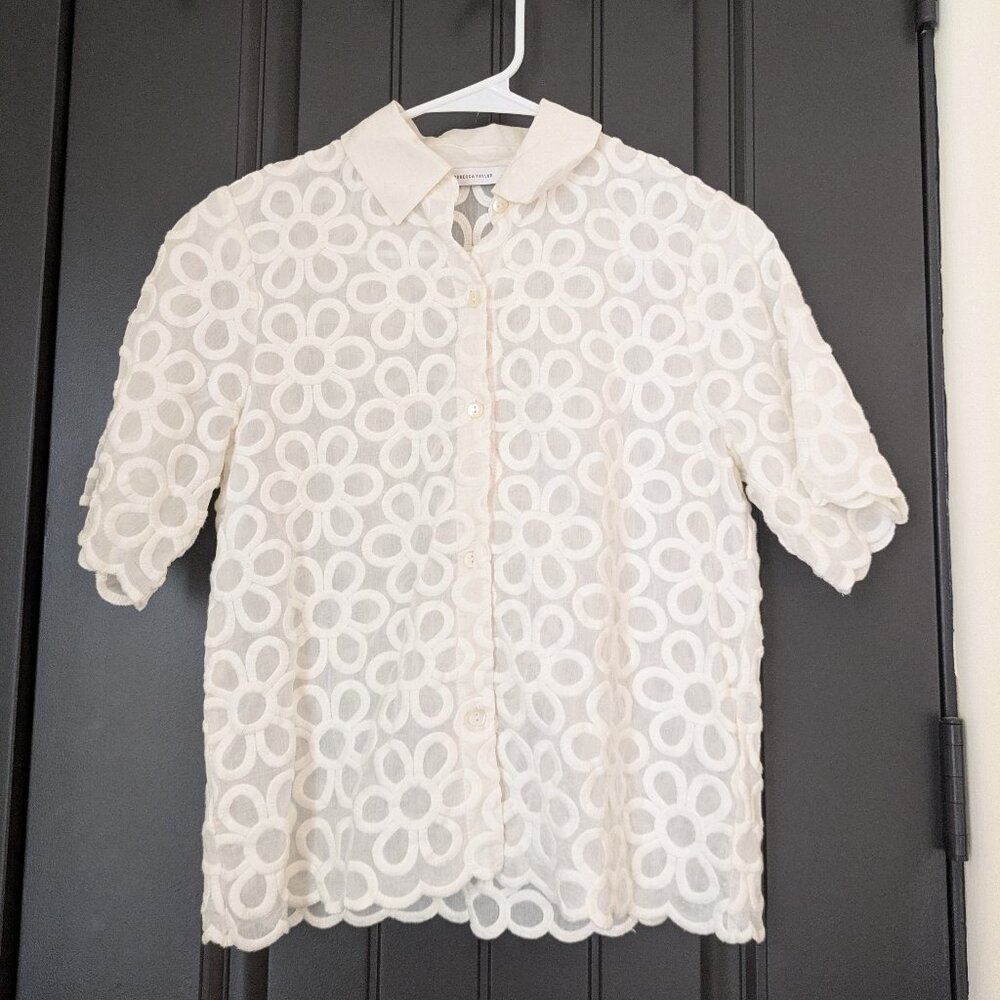 Rebecca Taylor Mod Fleur Embroidery Shirt, Size XS
